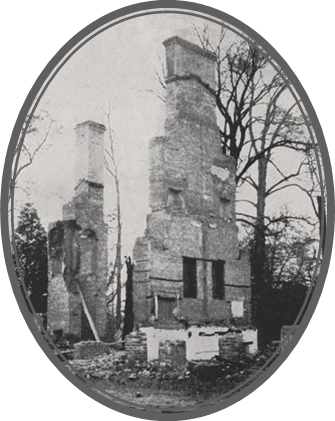 The chimneys at Ravensworth after the 1926 fire were pulled down and used as foundation stone for the new house built by Dr. George B. Lee.